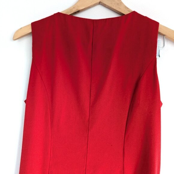 Vintage Red Shirt Dress, Sleeveless Mother of Pearl Buttons, Flouncy Dress - Picture 8 of 8